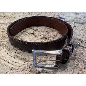 YRI *PGA* Golf Mens Leather Belt Size 30 Brown 7013 Silver Tone Hardware EUC